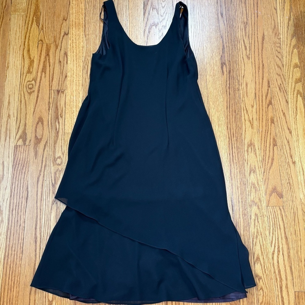 Vintage USA 90s Y2K Jessica Simpson Black Sleeveless Layered Ruffle Hem Dress - Picture 13 of 16